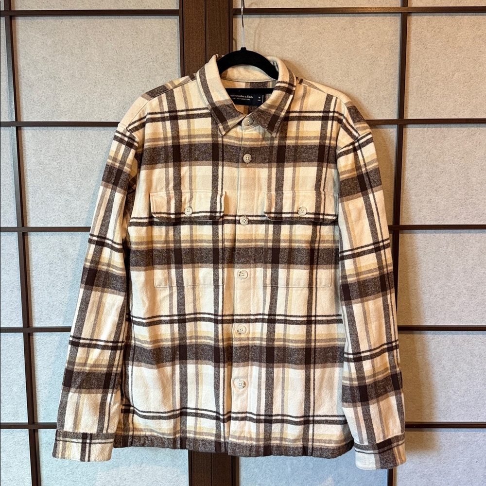 Abercrombie & Fitch Cream and Brown Overshirt